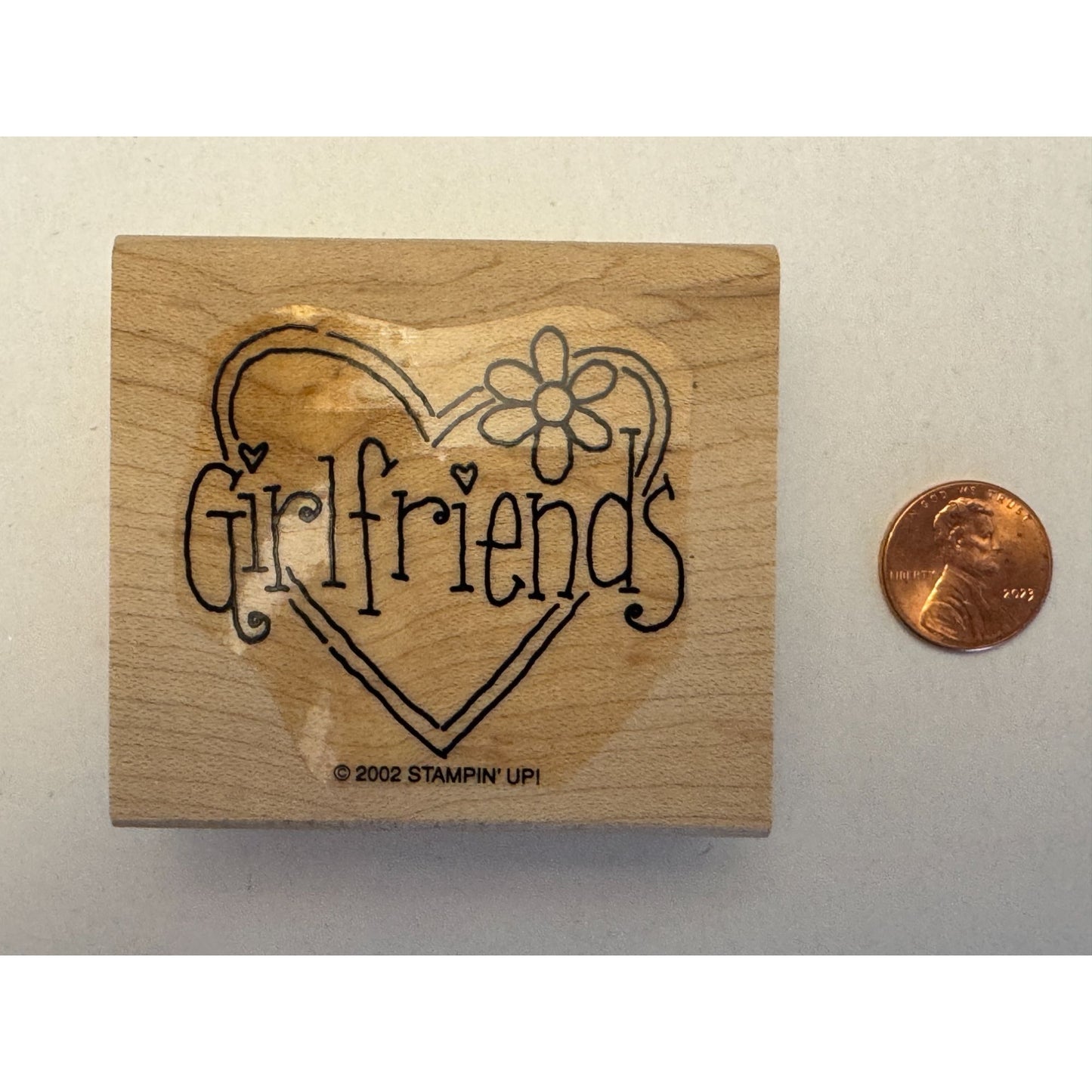 Stampin Up Rubber Stamp Girlfriends in Heart Card Making Words Friendship Friend