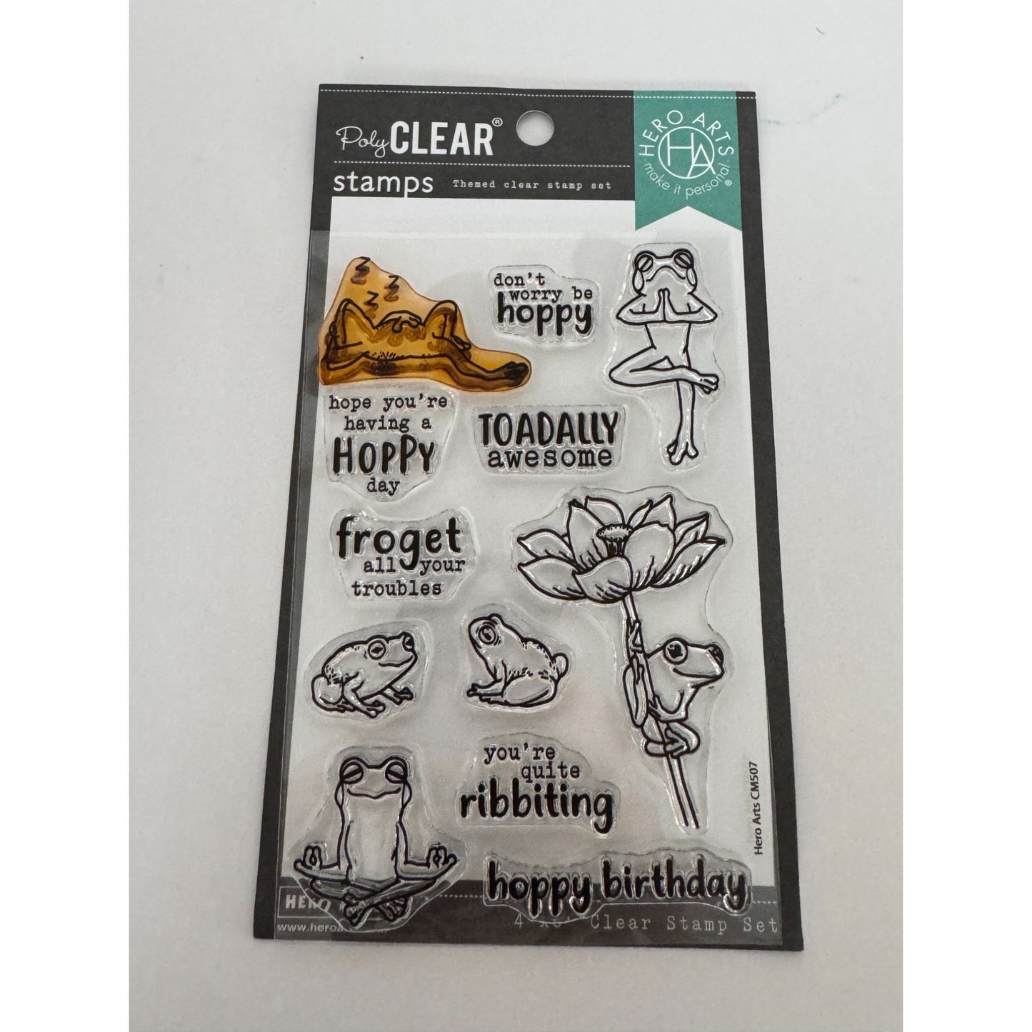 Hero Arts Clear Stamp Set Hoppy Day Frog Funny Pun Toadally Birthday Card Making