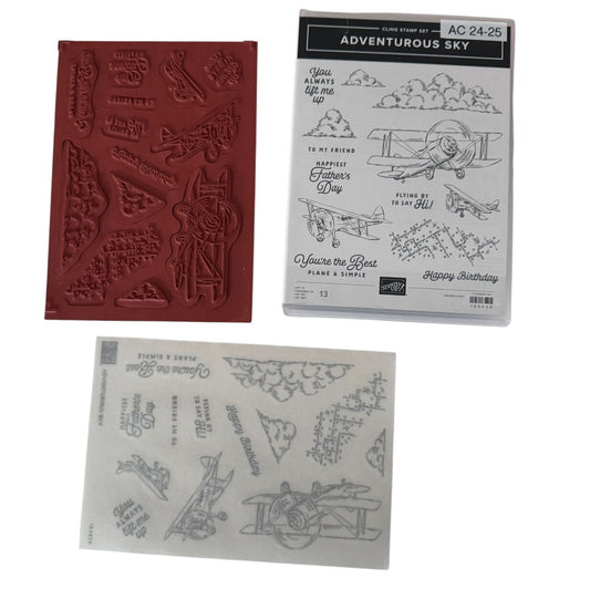 Stampin Up Adventurous Sky Cling Stamp Set Airplane Father's Day Card Making Pun