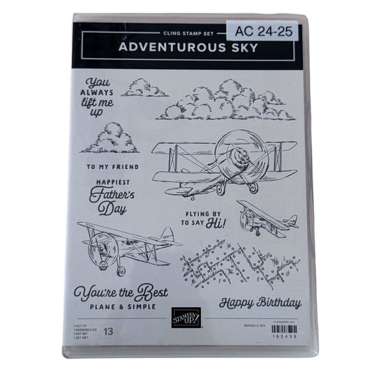 Stampin Up Adventurous Sky Cling Stamp Set Airplane Father's Day Card Making Pun