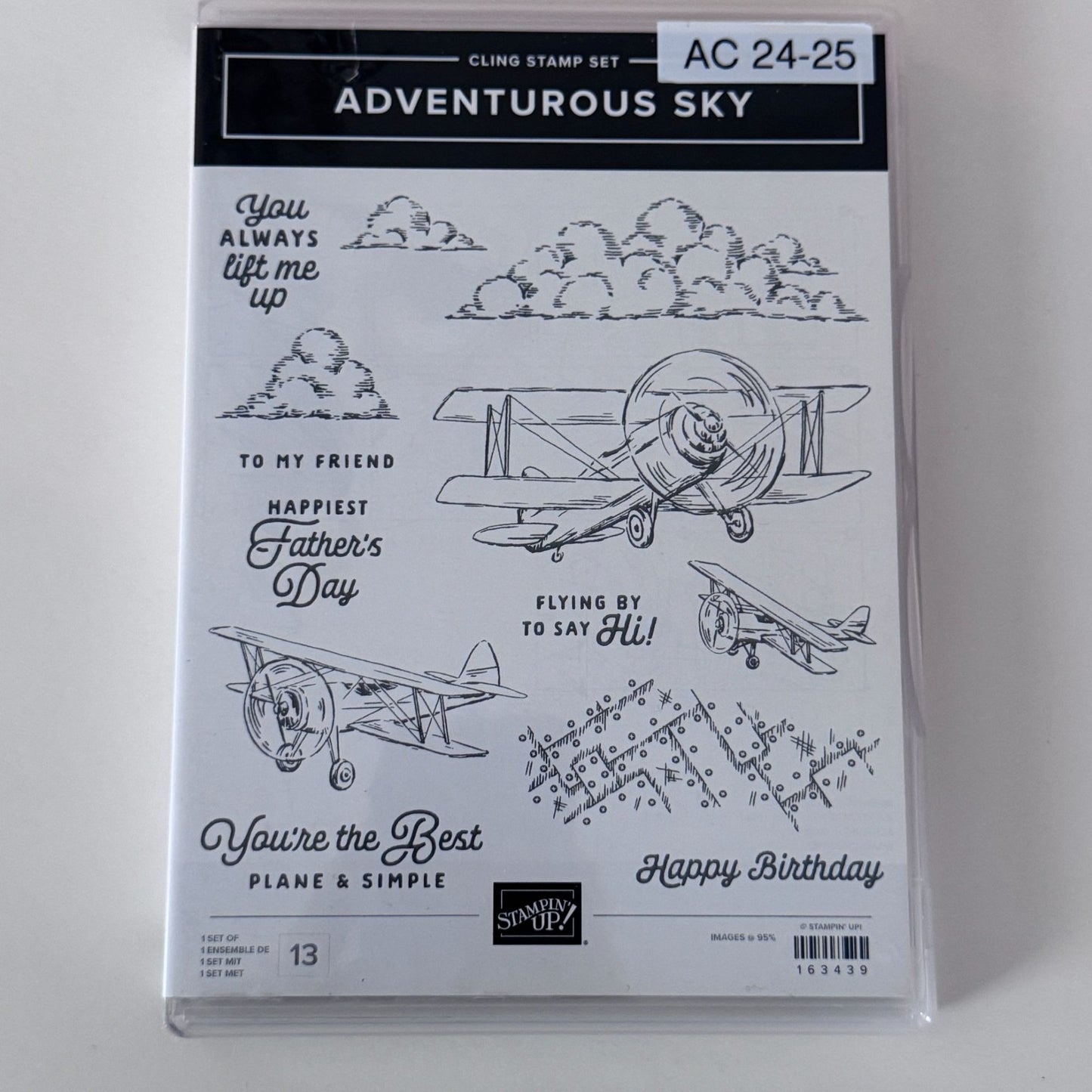 Stampin Up Adventurous Sky Cling Stamp Set Airplane Father's Day Card Making Pun