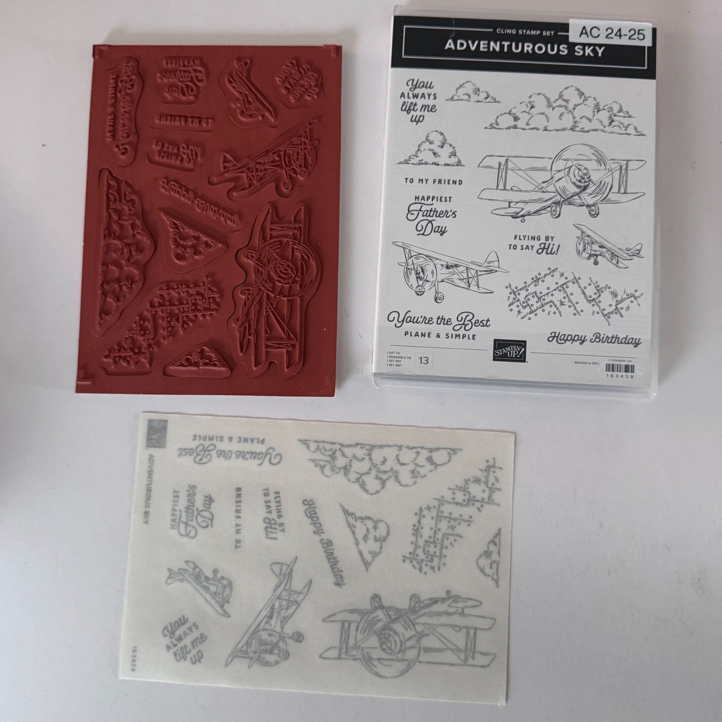 Stampin Up Adventurous Sky Cling Stamp Set Airplane Father's Day Card Making Pun