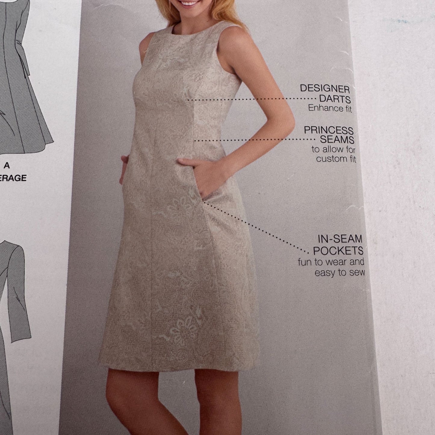 Simplicity Sewing Pattern D0549 Amazing Fit Dress Modern Tailored Pockets Slim Curvy 10-18 Uncut