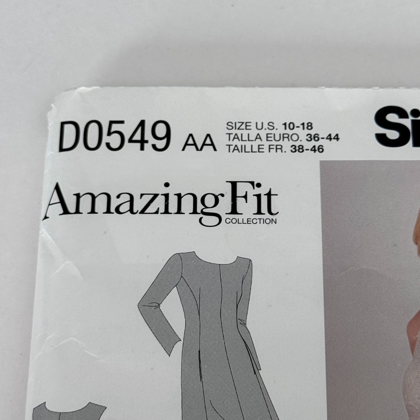 Simplicity Sewing Pattern D0549 Amazing Fit Dress Modern Tailored Pockets Slim Curvy 10-18 Uncut