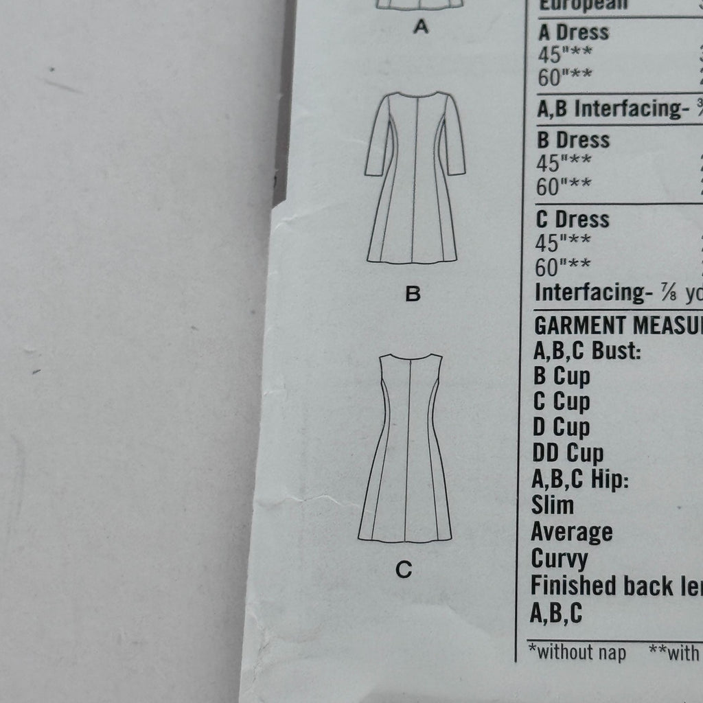 Simplicity Sewing Pattern D0549 Amazing Fit Dress Modern Tailored Pockets Slim Curvy 10-18 Uncut