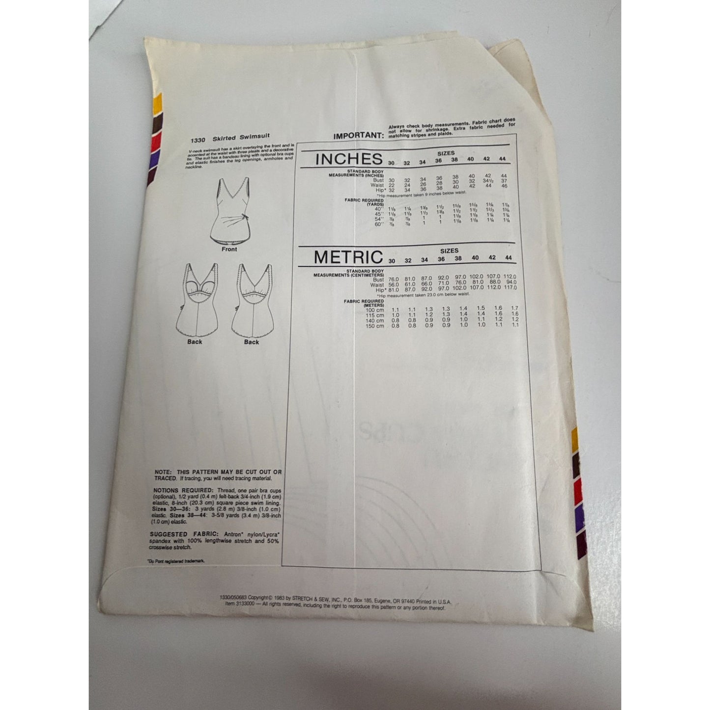 Stretch and Sew Sewing Pattern 1330 Skirted Swimsuit Bathing Suit Modest Uncut