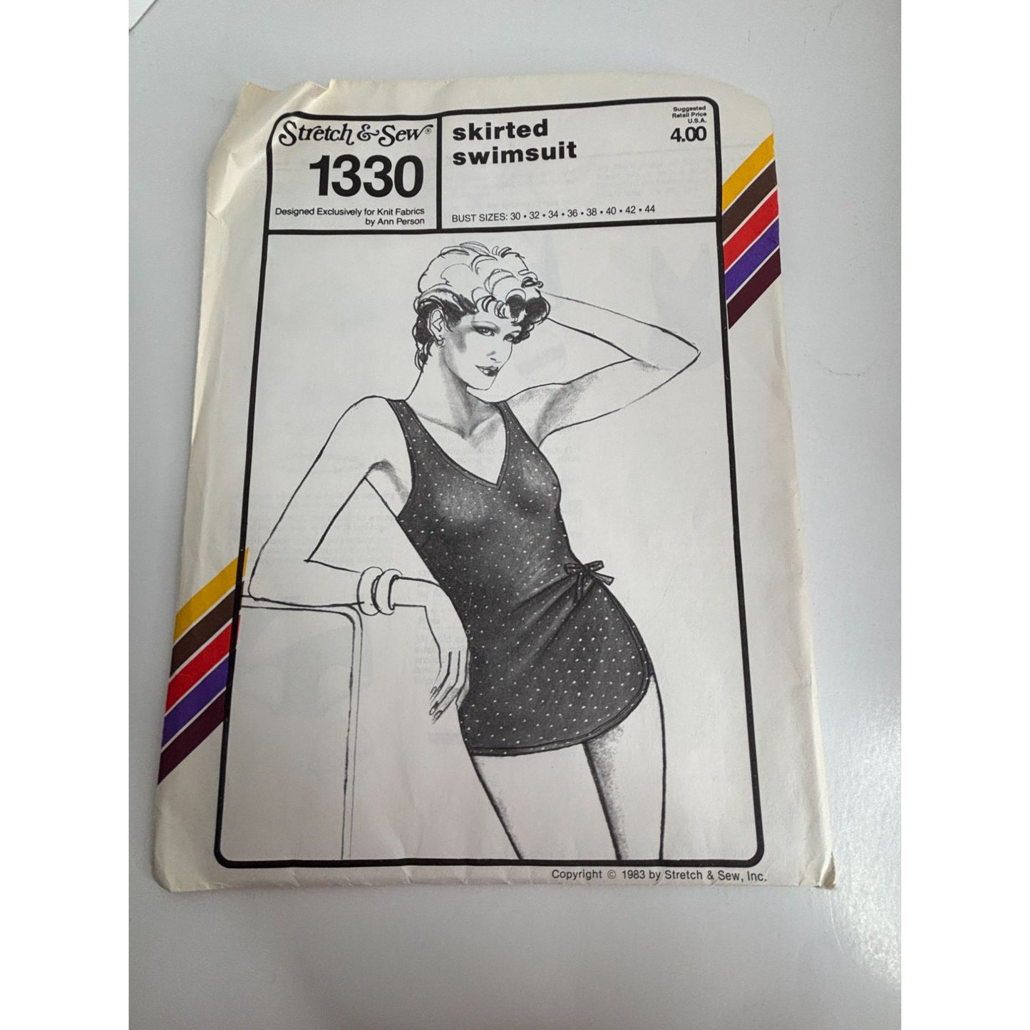 Stretch and Sew Sewing Pattern 1330 Skirted Swimsuit Bathing Suit Modest Uncut