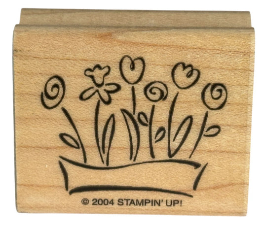 Stampin Up Rubber Stamp Flower Box Spring Garden Nature Card Making Craft Wooden