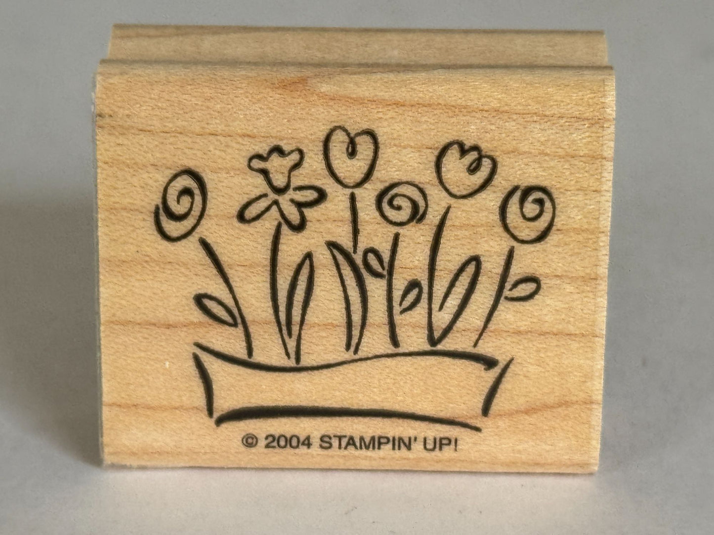 Stampin Up Rubber Stamp Flower Box Spring Garden Nature Card Making Craft Wooden