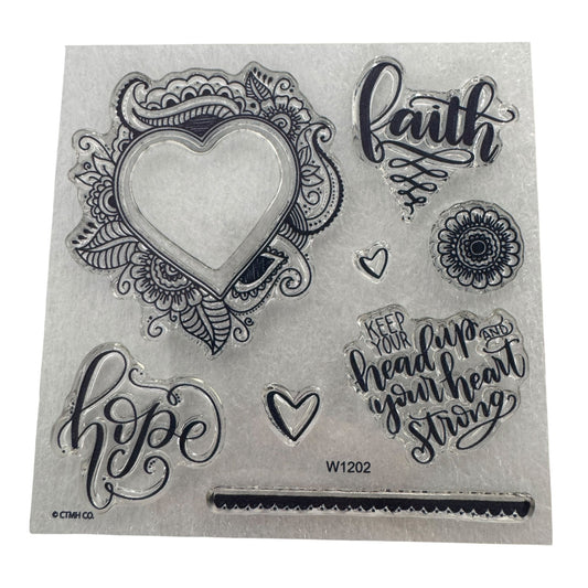 CTMH My Acrylix Acrylic Stamp Set Keep Your Head Up Faith Hope Christian W1202