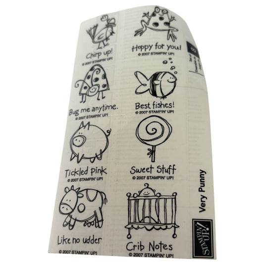 Stampin Up Rubber Stamp Set Very Punny Funny Puns Animal Best Fishes Wishes Word