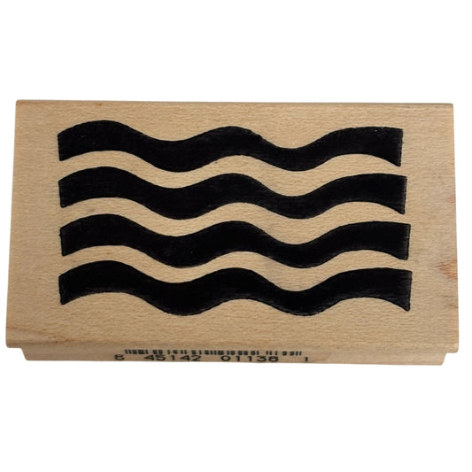 Rubber Soul Rubber Stamp Waves Wavy Lines Background Card Making Wood Mounted Craft Abstract