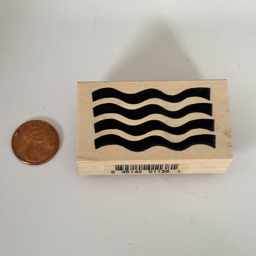 Rubber Soul Rubber Stamp Waves Wavy Lines Background Card Making Wood Mounted Craft Abstract