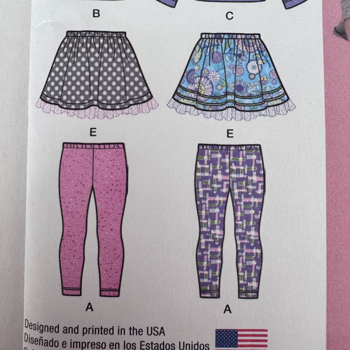 Simplicity Sewing Pattern 1332 Girls Cardigan Top Skirt Leggings 3-8 Uncut Modern Kids Wardrobe