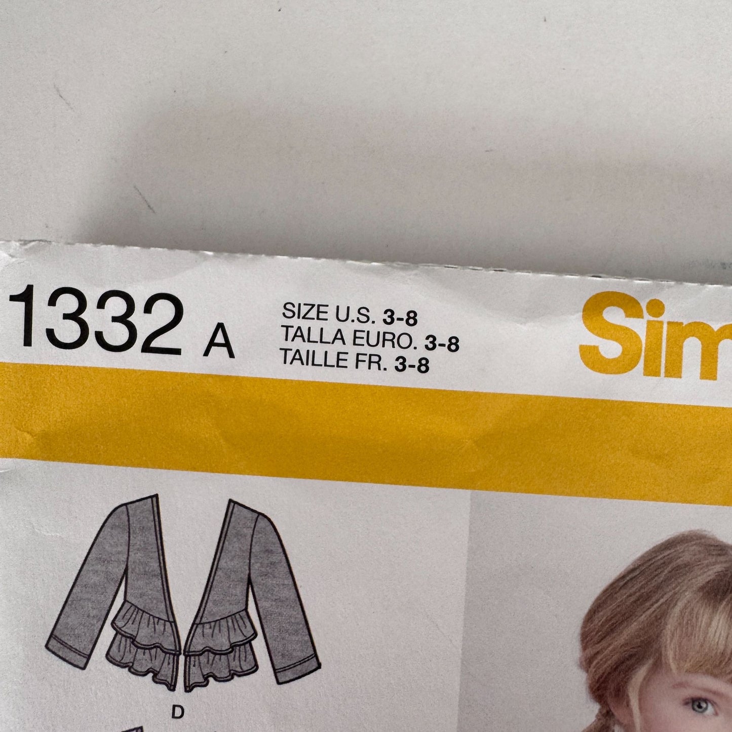 Simplicity Sewing Pattern 1332 Girls Cardigan Top Skirt Leggings 3-8 Uncut Modern Kids Wardrobe