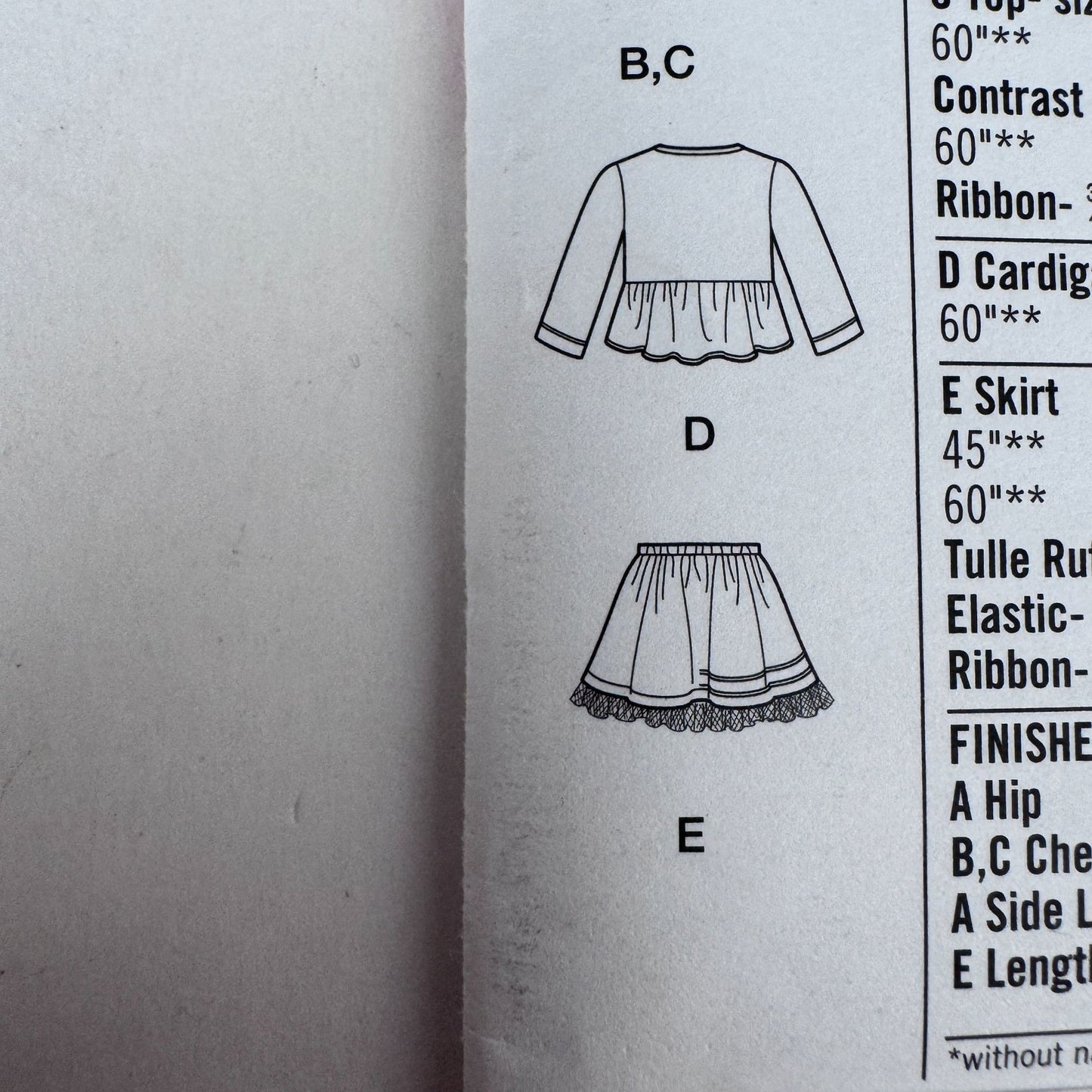 Simplicity Sewing Pattern 1332 Girls Cardigan Top Skirt Leggings 3-8 Uncut Modern Kids Wardrobe