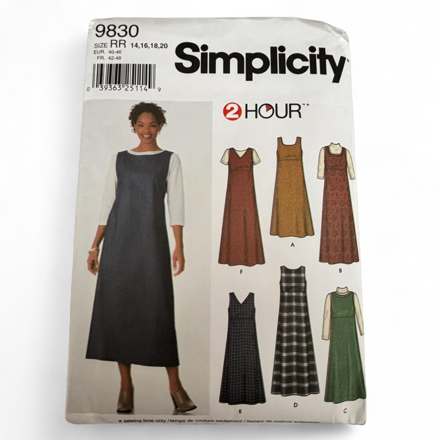 Simplicity Sewing Pattern 9830 Jumper Dress Minimalist A Line Layered Modest 14-20 Uncut 2-Hour