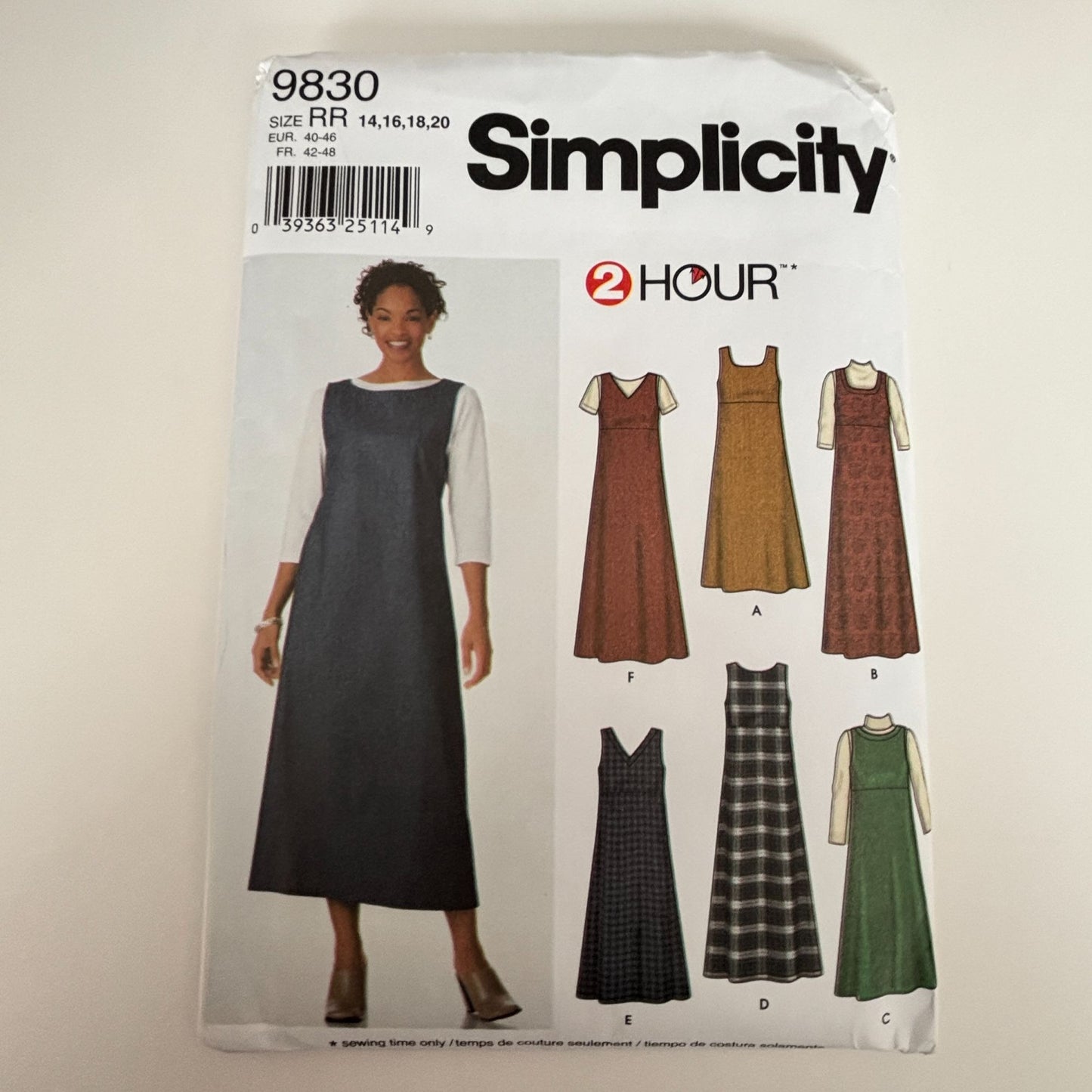 Simplicity Sewing Pattern 9830 Jumper Dress Minimalist A Line Layered Modest 14-20 Uncut 2-Hour