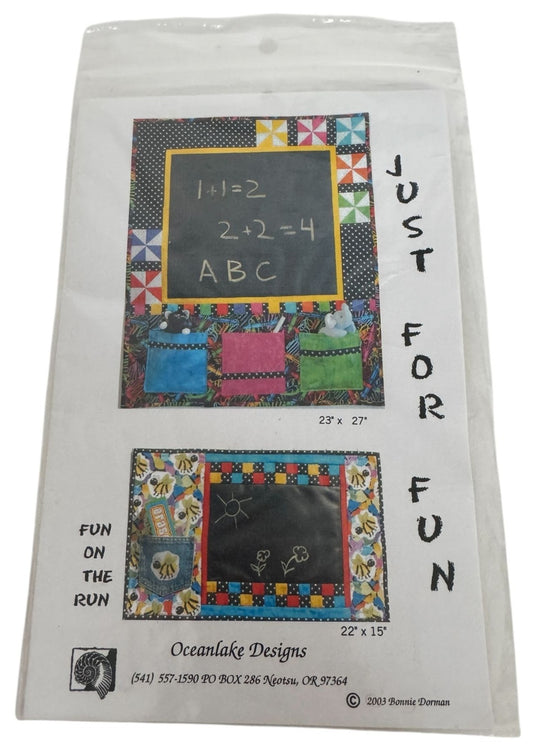 Oceanlake Designs Quilting Pattern Just For Fun Kids Chalk Cloth Projects Craft