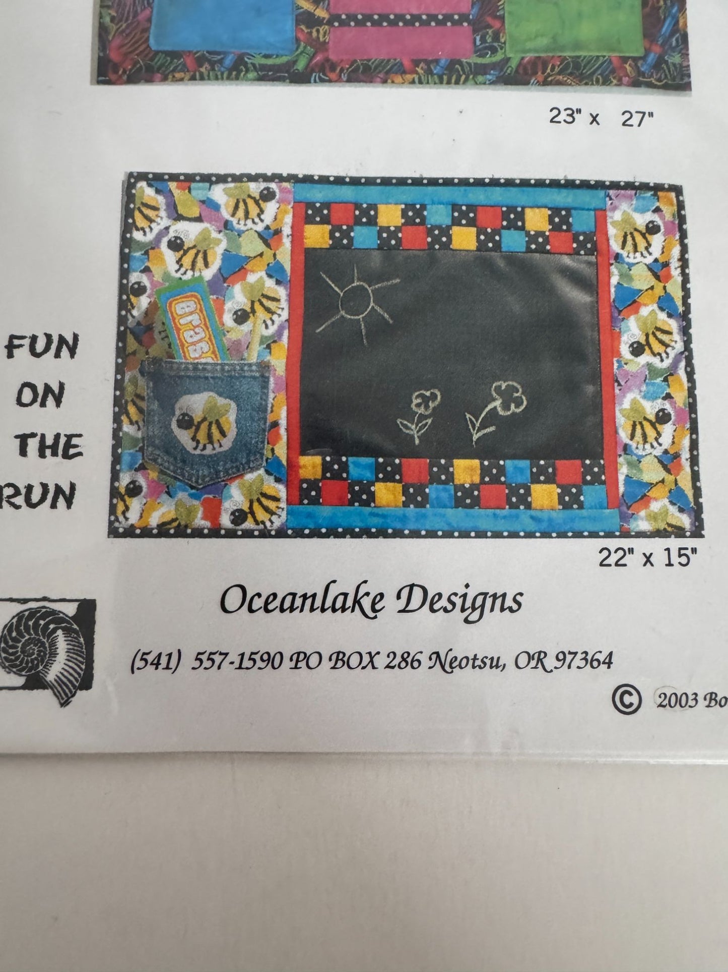 Oceanlake Designs Quilting Pattern Just For Fun Kids Chalk Cloth Projects Craft