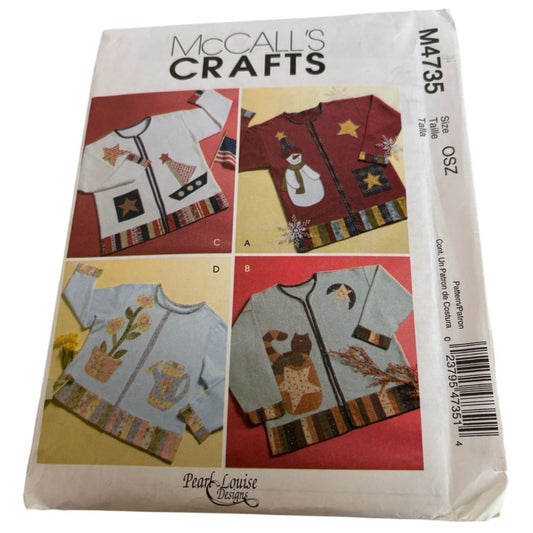 McCalls Craft Pattern M4735 for Seasonal Applique Sweaters Pearl Louise Designs