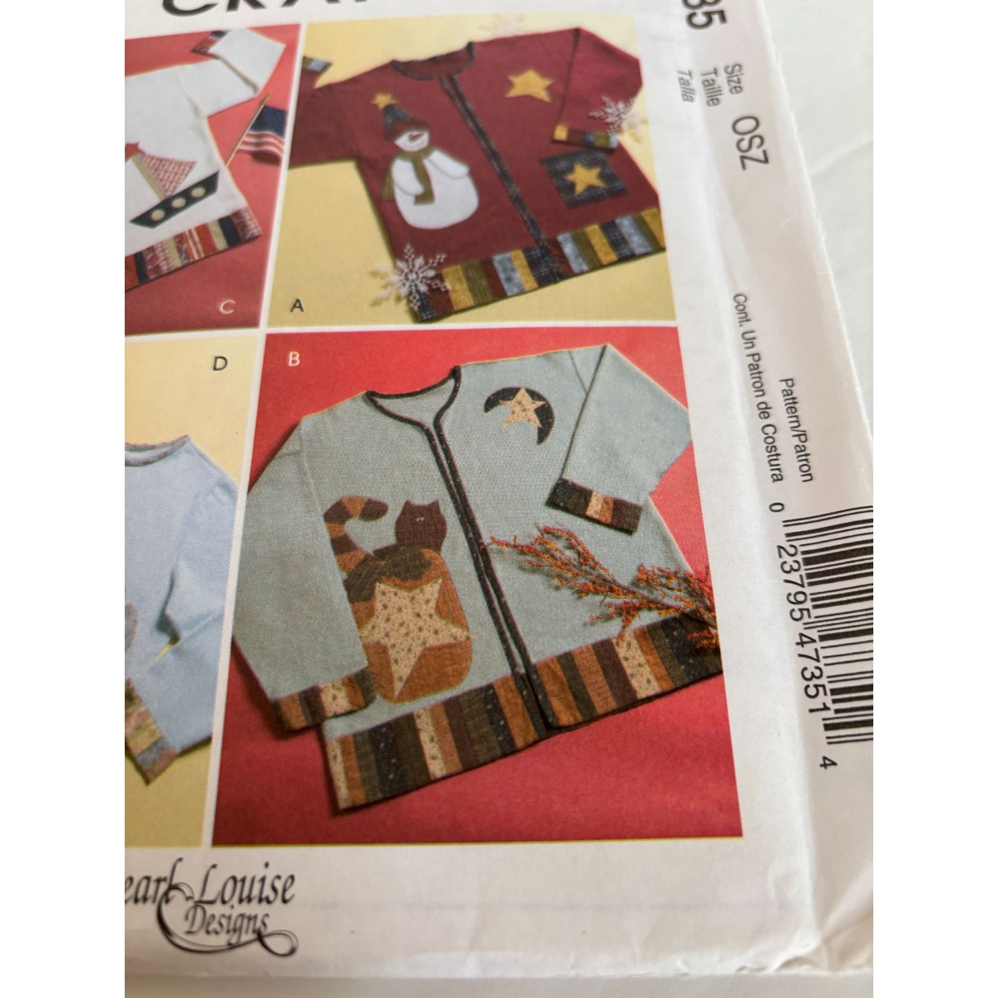 McCalls Craft Pattern M4735 for Seasonal Applique Sweaters Pearl Louise Designs