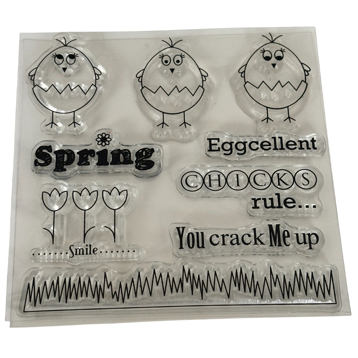 Easter Chick Clear Stamps Eggcellent Chicks Rule You Crack Me Up Egg Puns Cardmaking