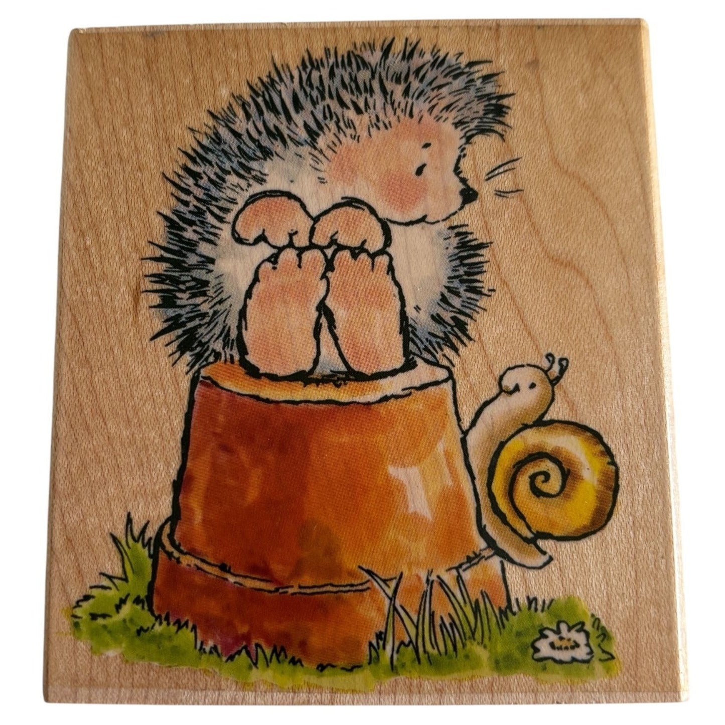 Penny Black Rubber Stamp Garden Visit Hedgehog Snail Friendship Card Making