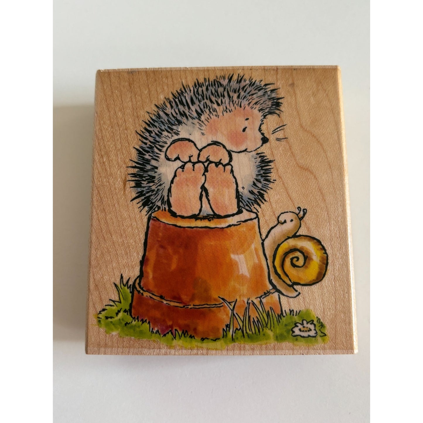 Penny Black Rubber Stamp Garden Visit Hedgehog Snail Friendship Card Making