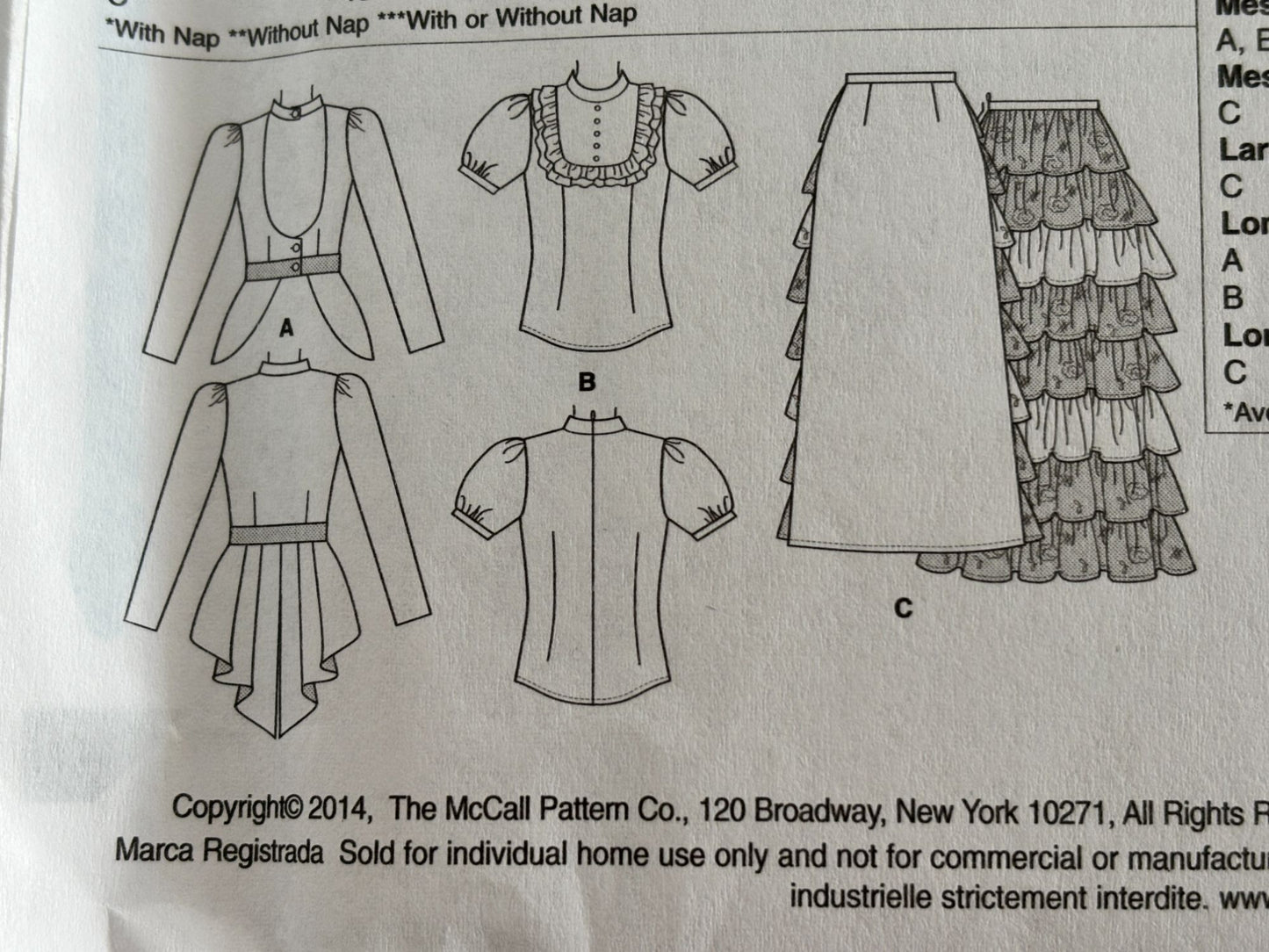 McCalls Sewing Pattern M7071 Victorian Costume Renaissance Outfit Skirt 6-14 UC