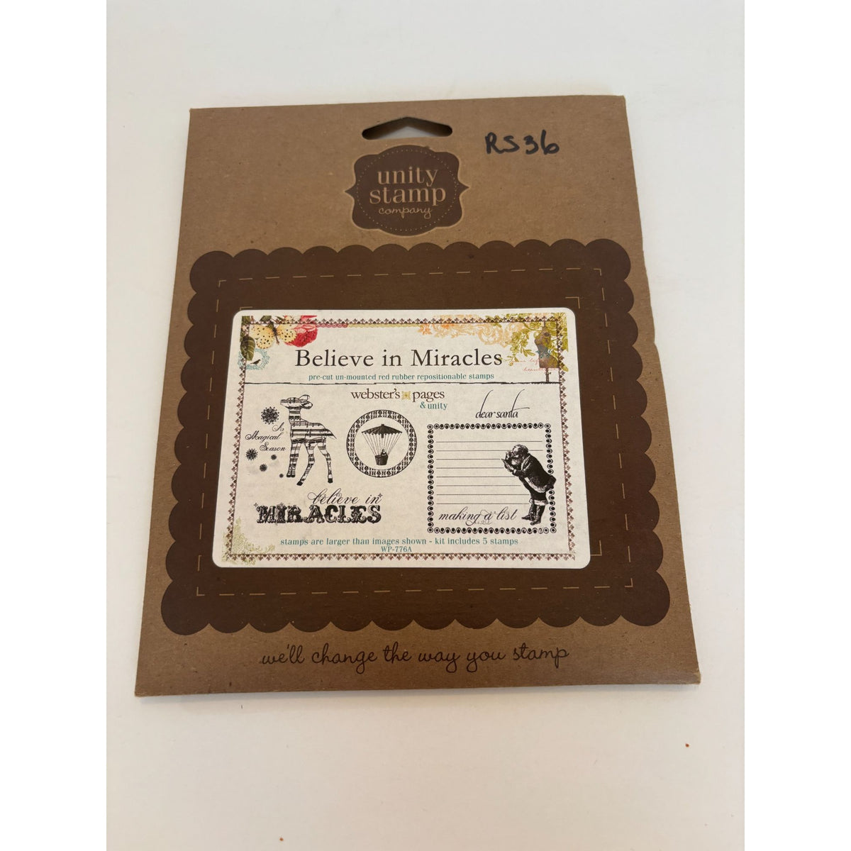 Unity Stamp Company Rubber Stamp Set Believe In Miracles Christmas Making a List
