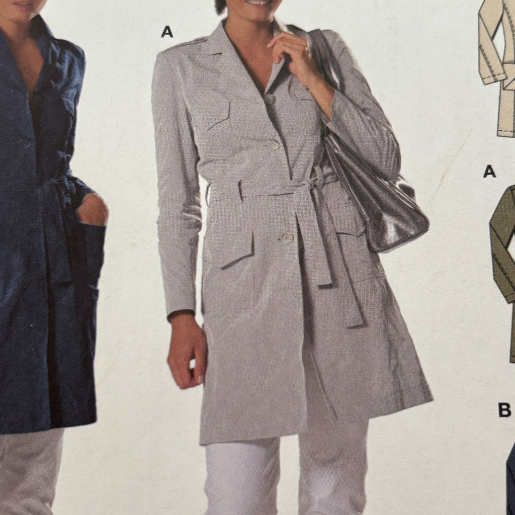 Burda Sewing Pattern 7786 Trench Coat Fall Outerwear Denim Semi-Fitted 10-22 UC