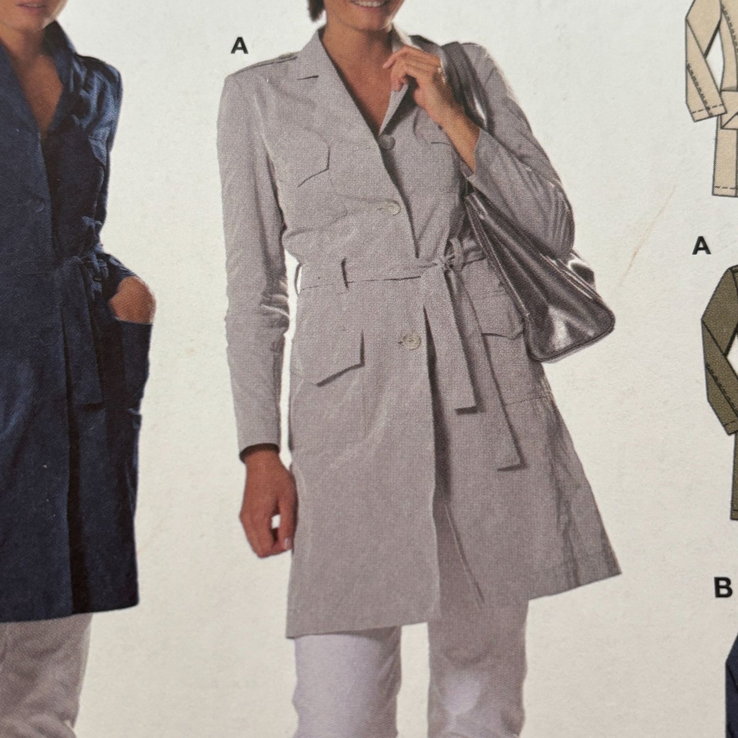 Burda Sewing Pattern 7786 Trench Coat Fall Outerwear Denim Semi-Fitted 10-22 UC