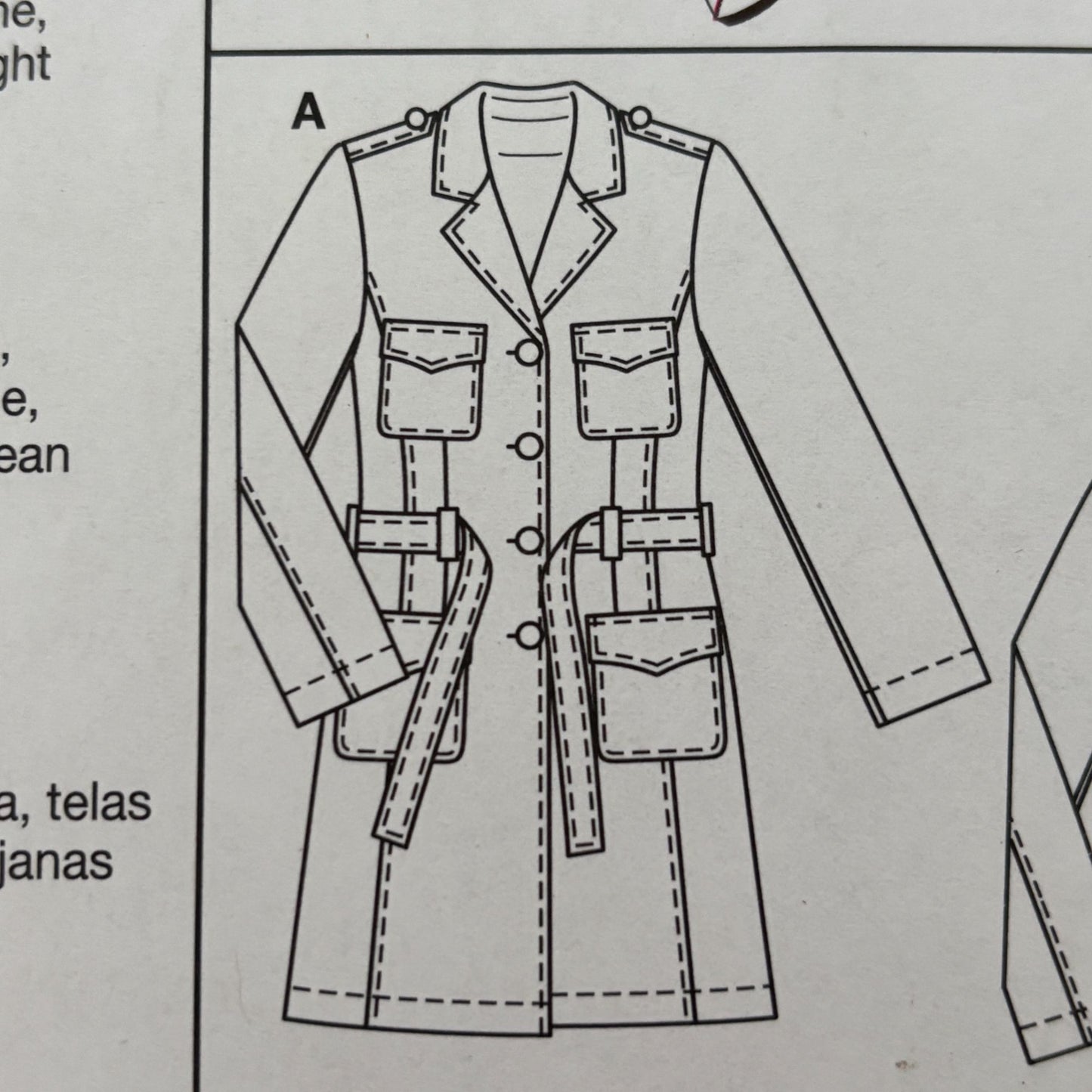 Burda Sewing Pattern 7786 Trench Coat Fall Outerwear Denim Semi-Fitted 10-22 UC