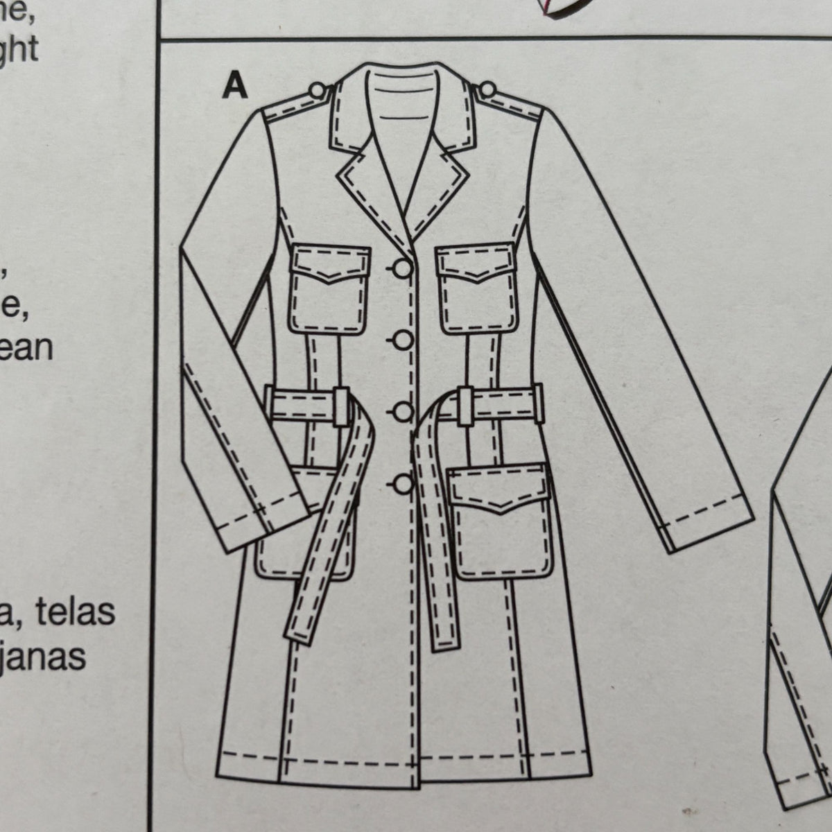 Burda Sewing Pattern 7786 Trench Coat Fall Outerwear Denim Semi-Fitted 10-22 UC