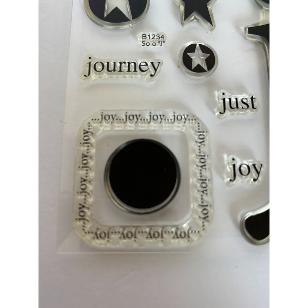 CTMH Clear Stamp Set My Acrylix Solo J Letter Monogram Journal Joking Joy Star