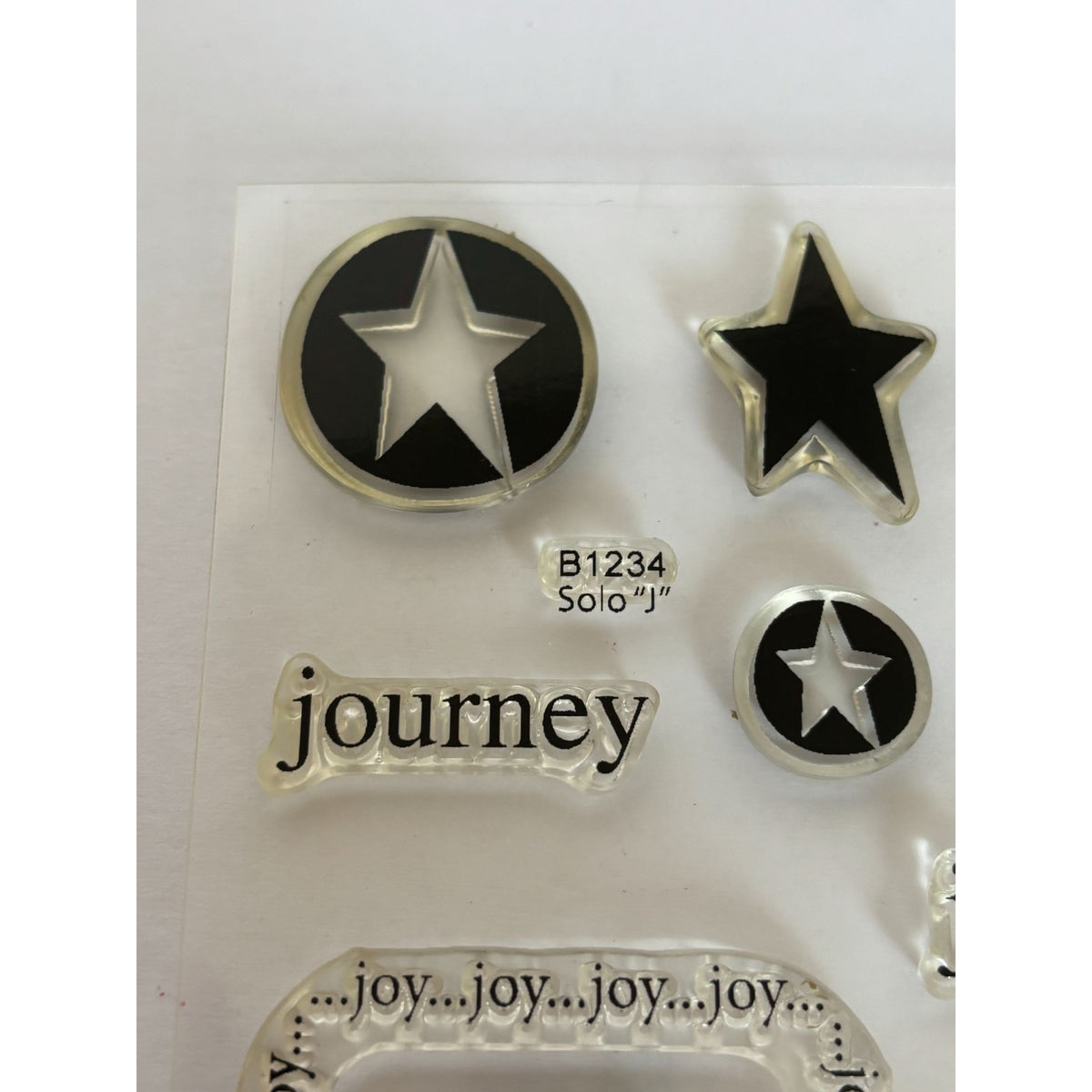 CTMH Clear Stamp Set My Acrylix Solo J Letter Monogram Journal Joking Joy Star