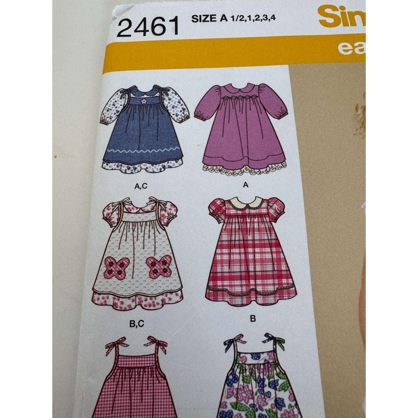 Simplicity Sewing Pattern 2461 Easy to Sew Toddler Dress Pinafore Shorts Uncut
