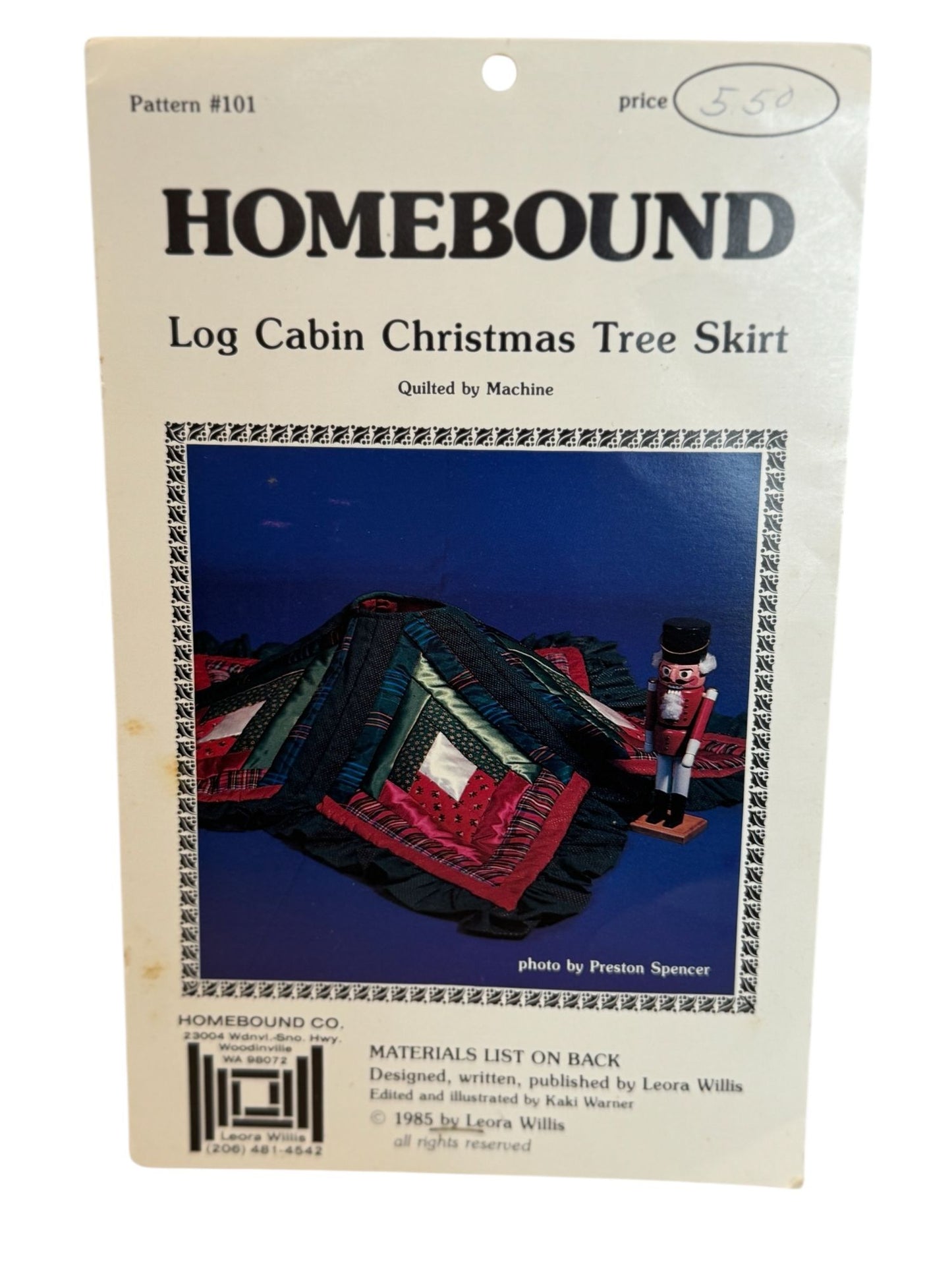 Homebound Quilting Pattern 101 Log Cabin Christmas Tree Skirt 1985 50 Inch Vtg
