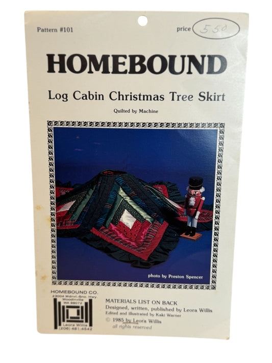 Homebound Quilting Pattern 101 Log Cabin Christmas Tree Skirt 1985 50 Inch Vtg
