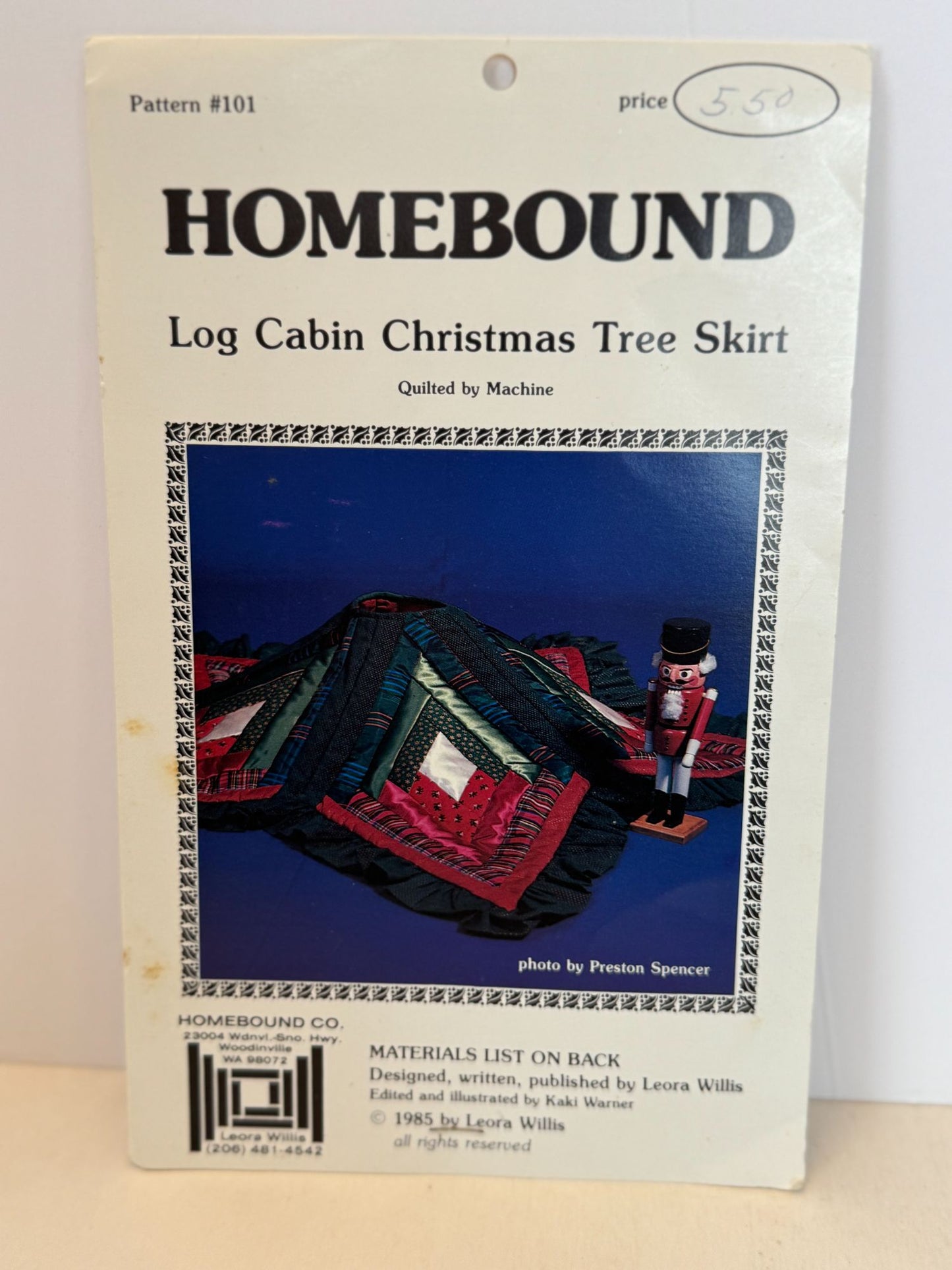 Homebound Quilting Pattern 101 Log Cabin Christmas Tree Skirt 1985 50 Inch Vtg