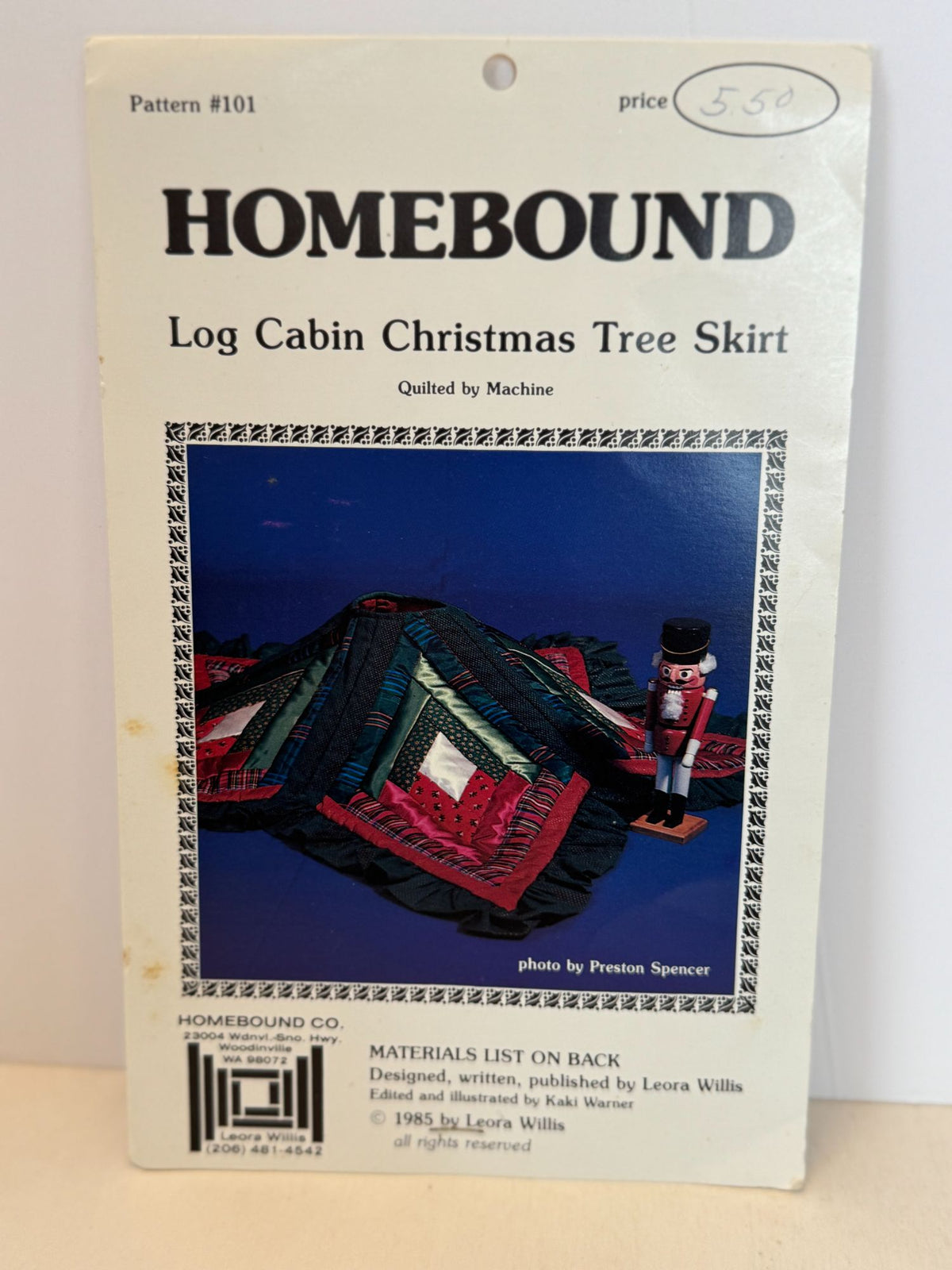 Homebound Quilting Pattern 101 Log Cabin Christmas Tree Skirt 1985 50 Inch Vtg
