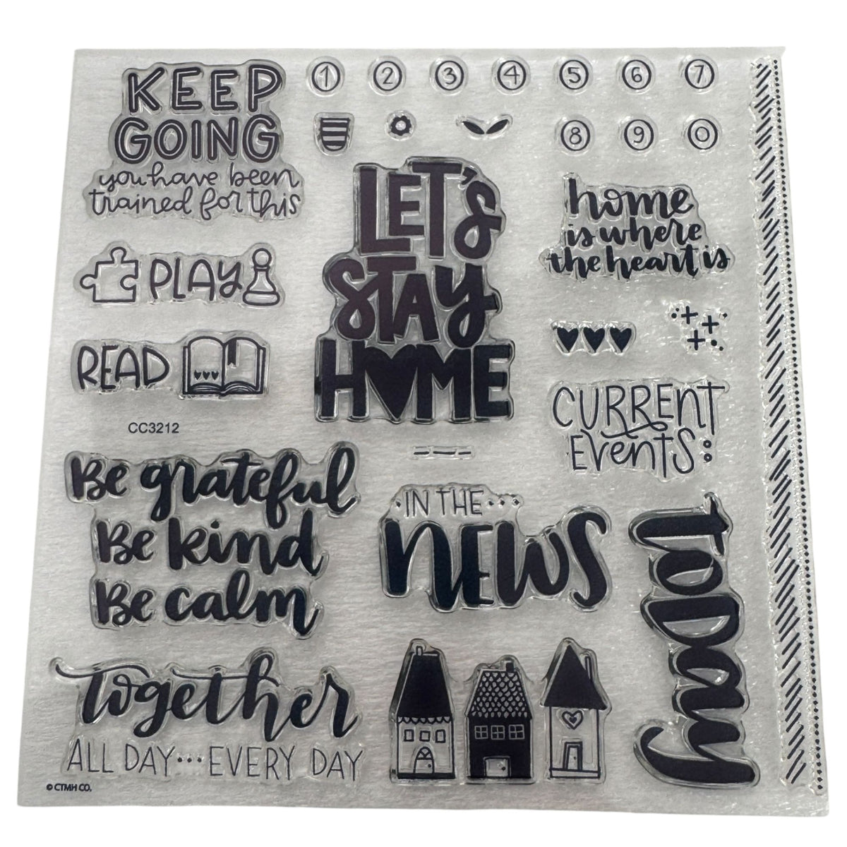 CTMH Acrylic Stamp Set Lets Stay Home Play Games Read Books Be Kind Words CC3212