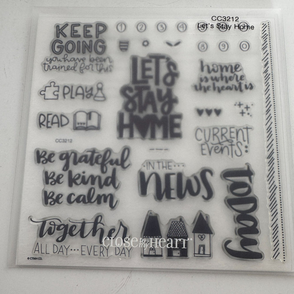 CTMH Acrylic Stamp Set Lets Stay Home Play Games Read Books Be Kind Words CC3212