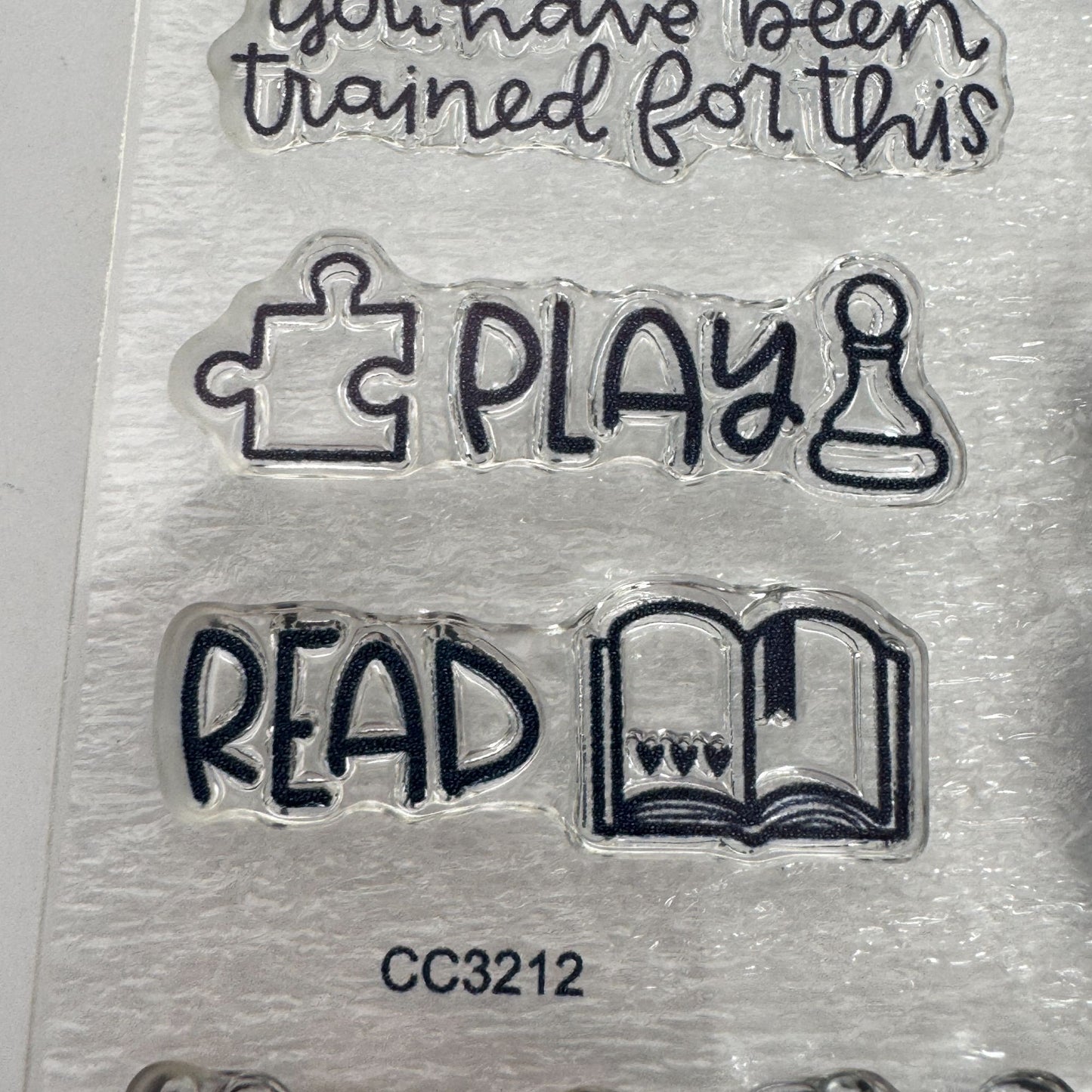 CTMH Acrylic Stamp Set Lets Stay Home Play Games Read Books Be Kind Words CC3212