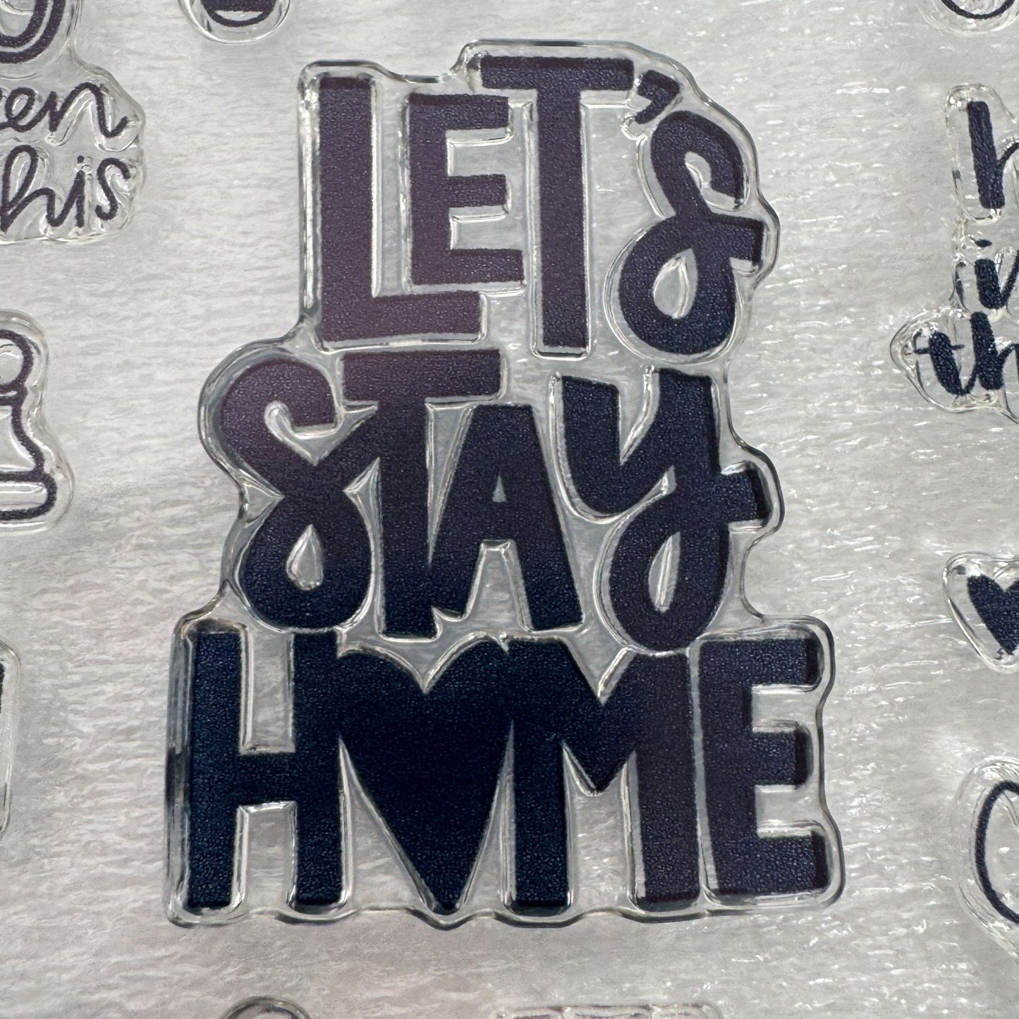 CTMH Acrylic Stamp Set Lets Stay Home Play Games Read Books Be Kind Words CC3212