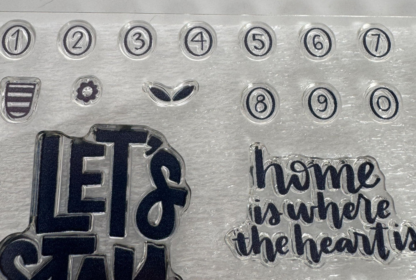 CTMH Acrylic Stamp Set Lets Stay Home Play Games Read Books Be Kind Words CC3212
