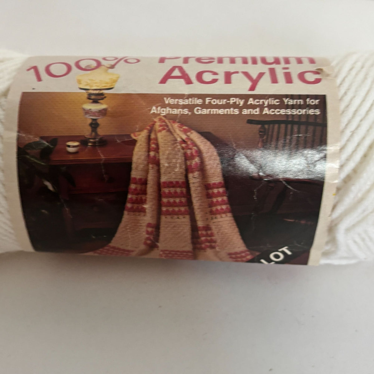 Vintage Caron Premium Acrylic Yarn White 2501 3 oz Skein Retro Knitting Crochet