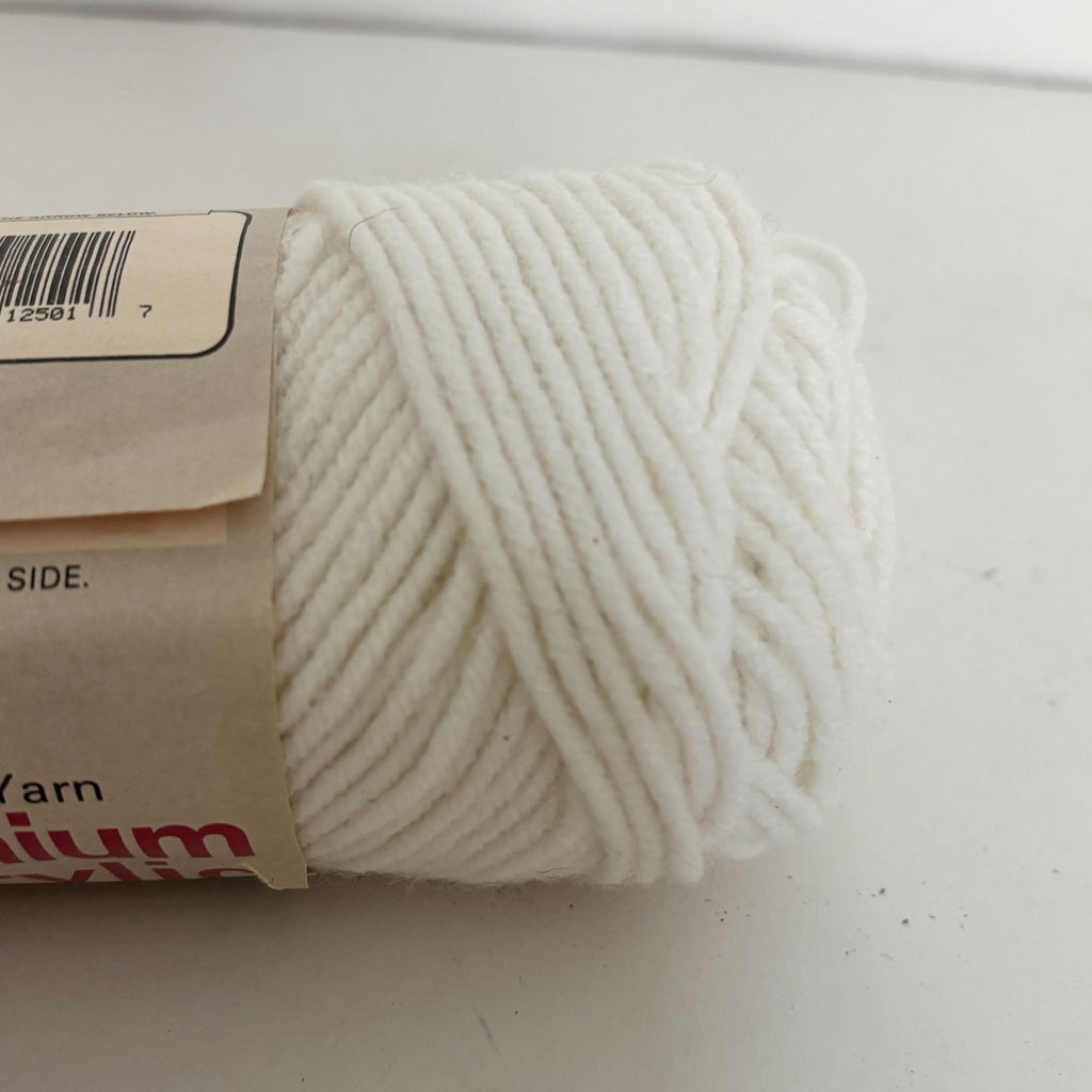 Vintage Caron Premium Acrylic Yarn White 2501 3 oz Skein Retro Knitting Crochet