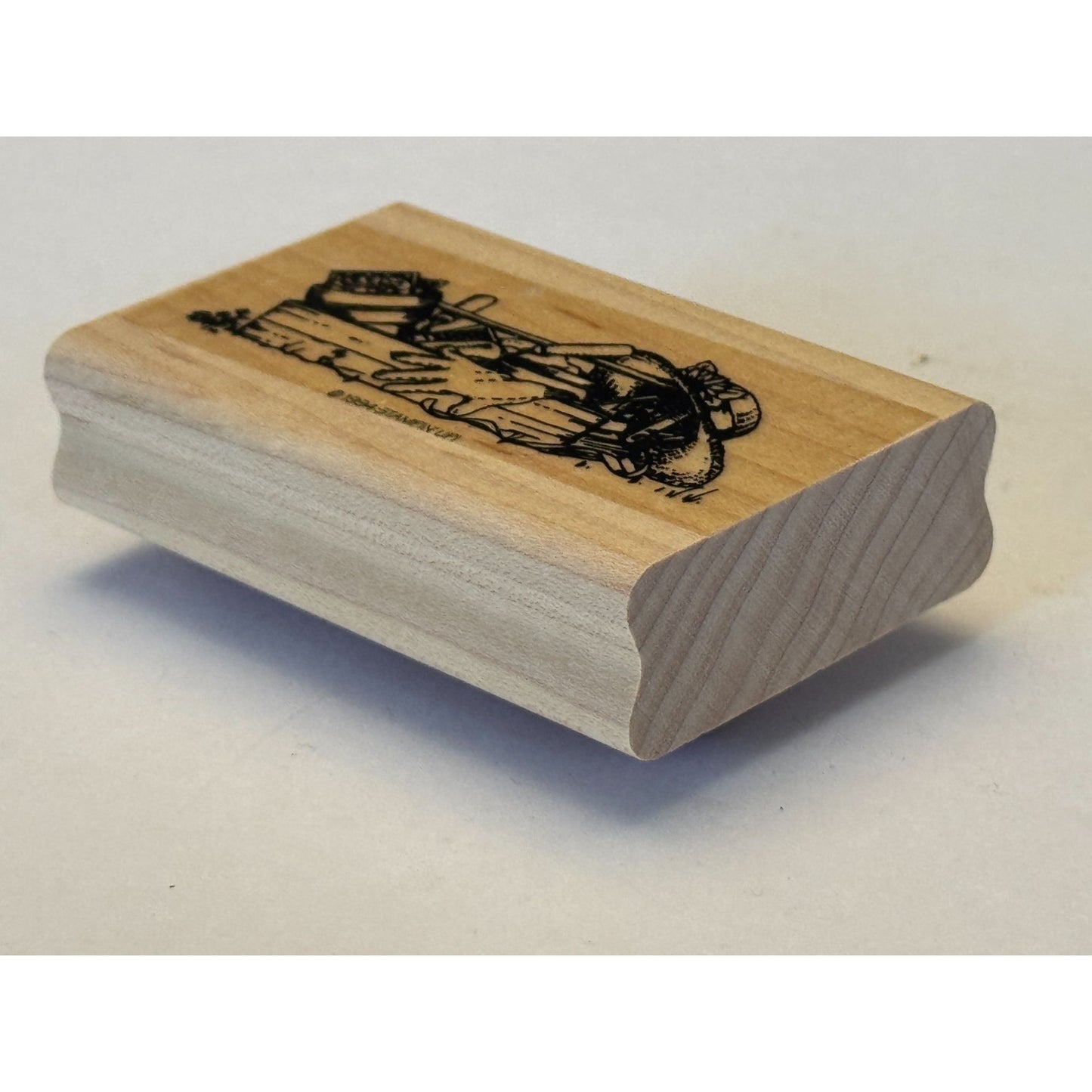Stampin Up Rubber Stamp Garden Tools Sun Hat Gardener Gardening Card Making Wood